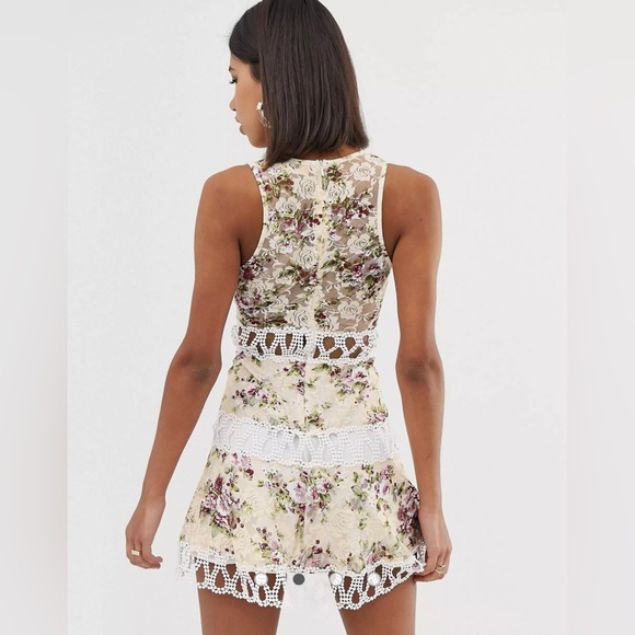 ASOS Floral Crotchet Plunge Dress - Picture 3 of 5